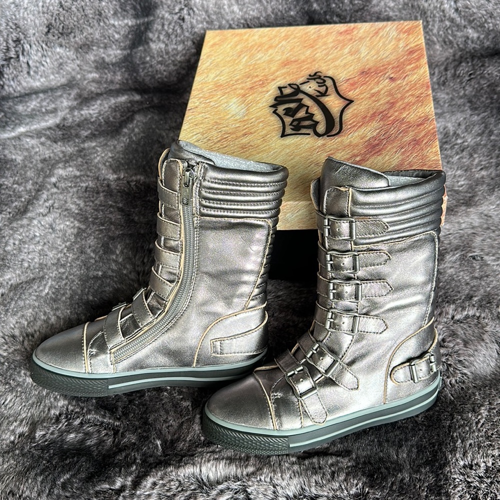 ASH KID Girls' Vava Natalie High-Top Sneaker Silver size 12.5 & 13 NEW